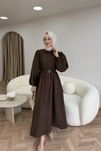 Aller Kemerli Elbise Kahve