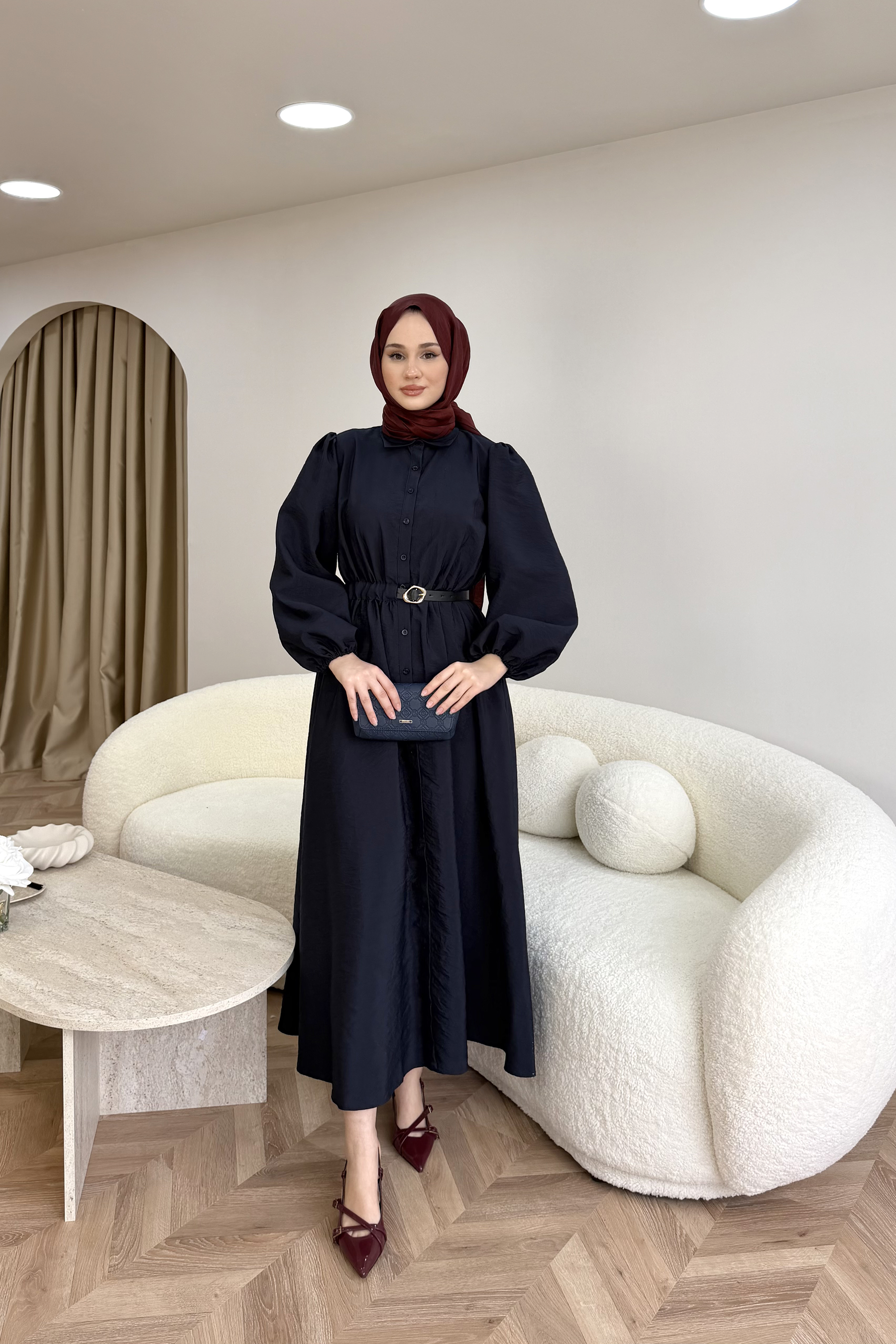 Aller Kemerli Elbise Lacivert