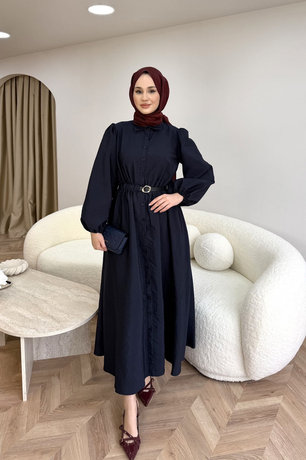 Aller Kemerli Elbise Lacivert