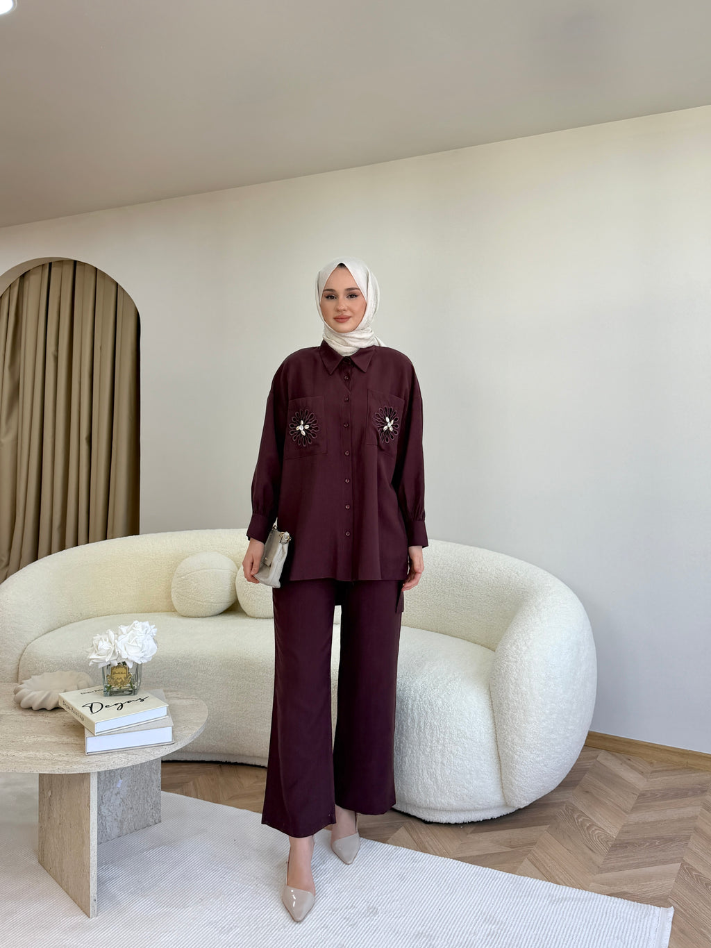 Vonia İkili Takım Bordo