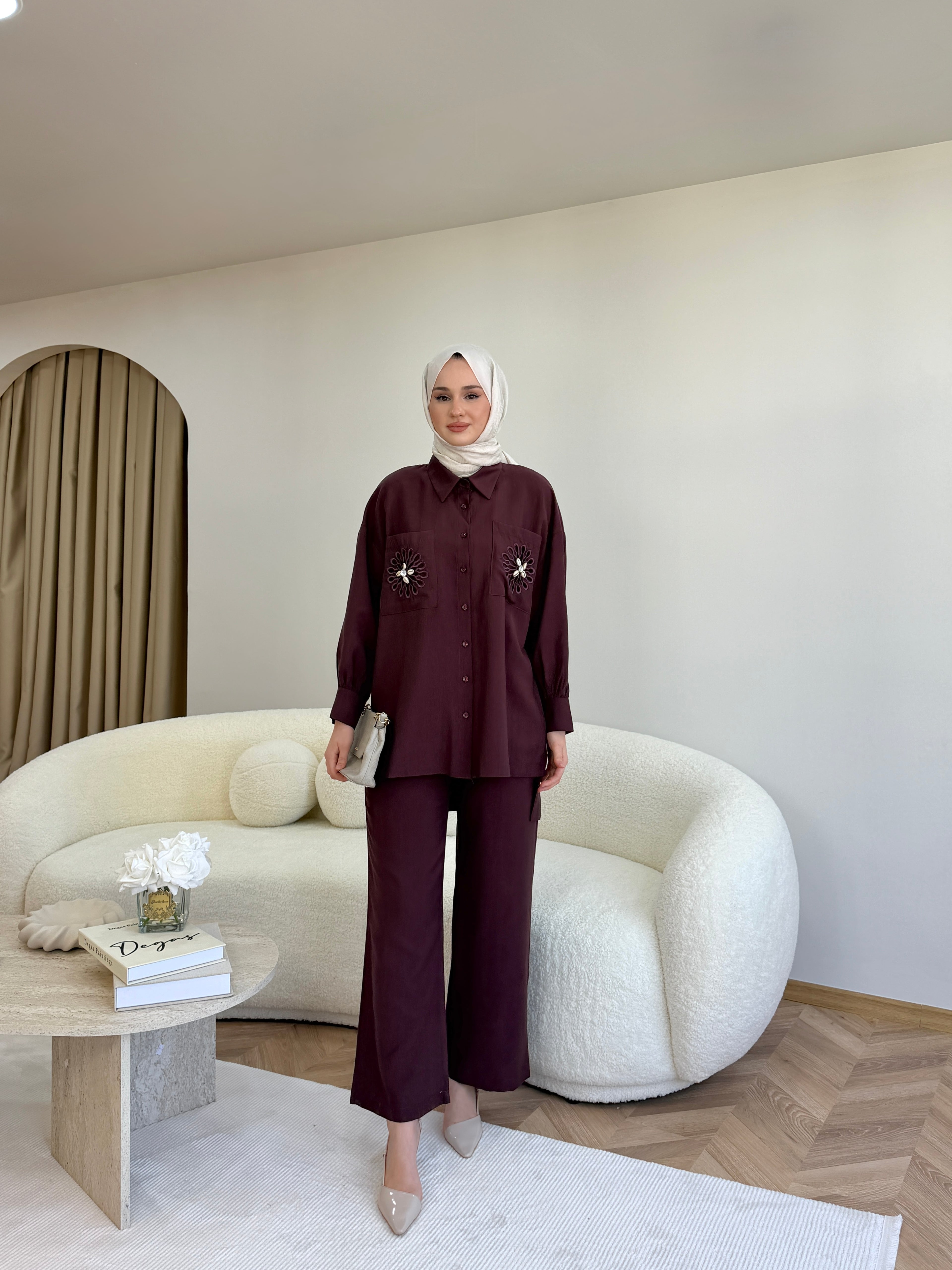 Vonia İkili Takım Bordo