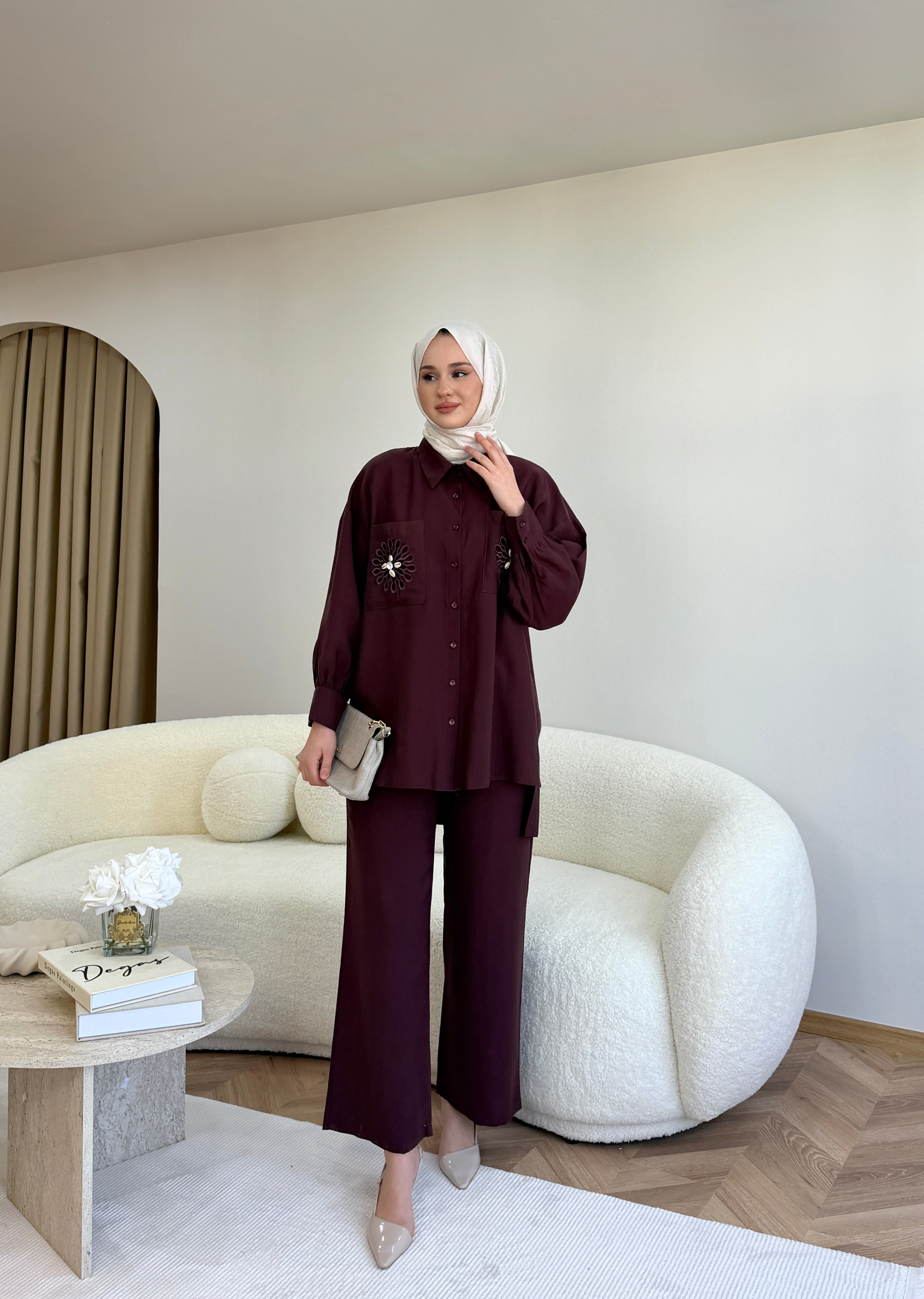 Vonia İkili Takım Bordo