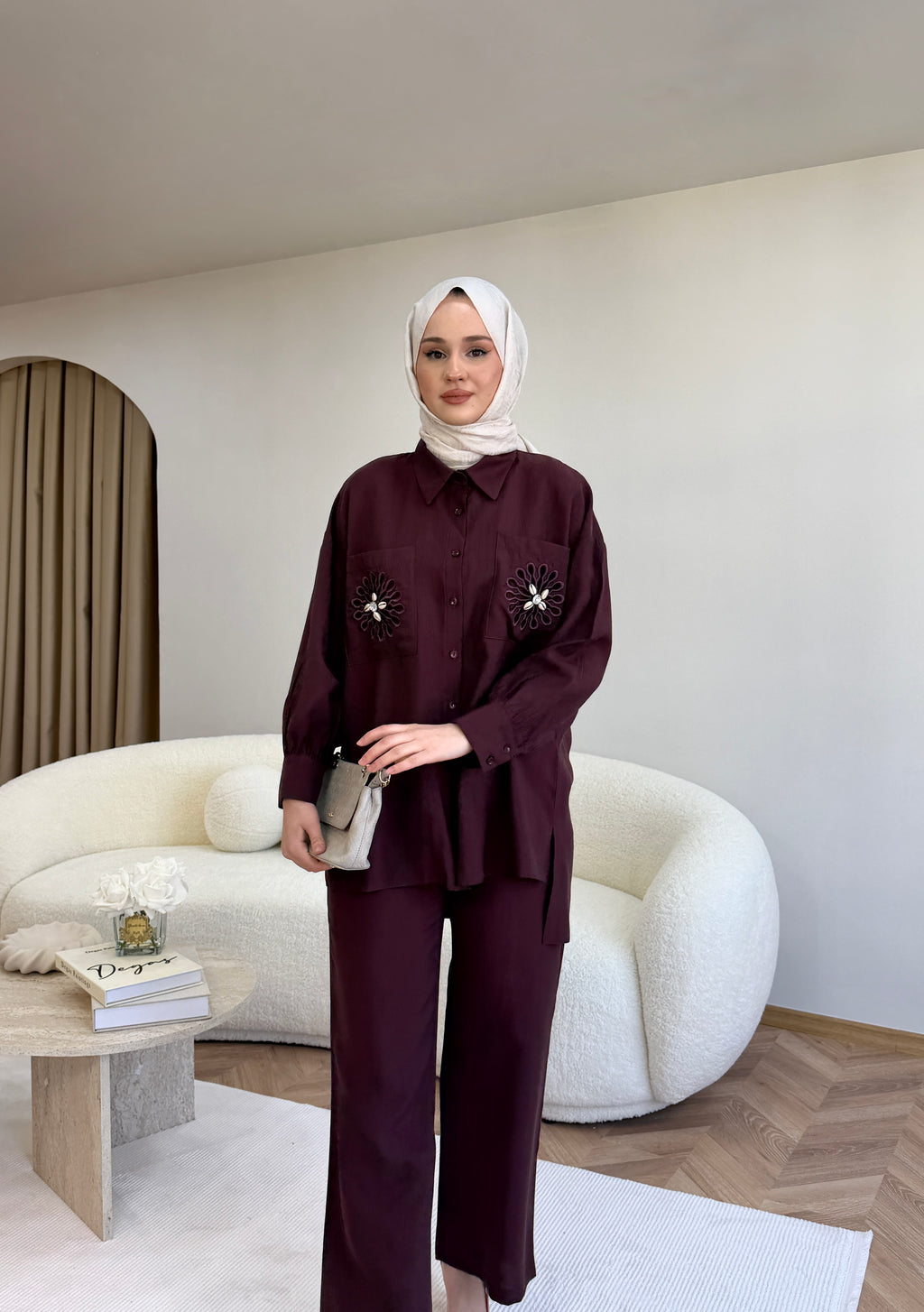 Vonia İkili Takım Bordo