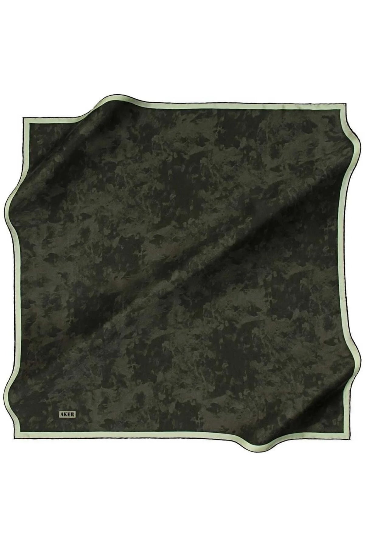 Aker  Bulut Desen İpek Eşarp- Twill Yeşil
