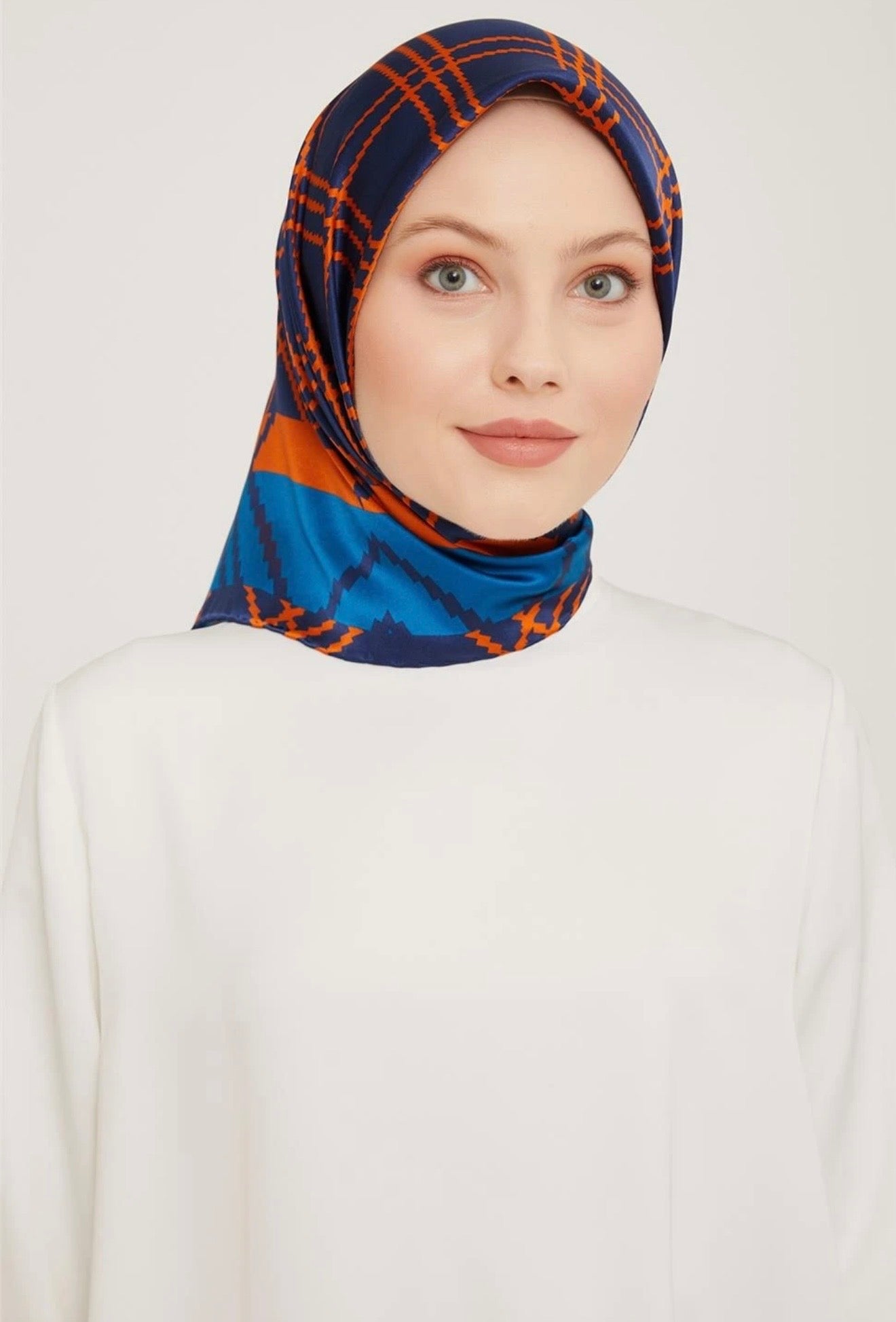 Armine 23 Kış  İpek Eşarp-1 Mavi