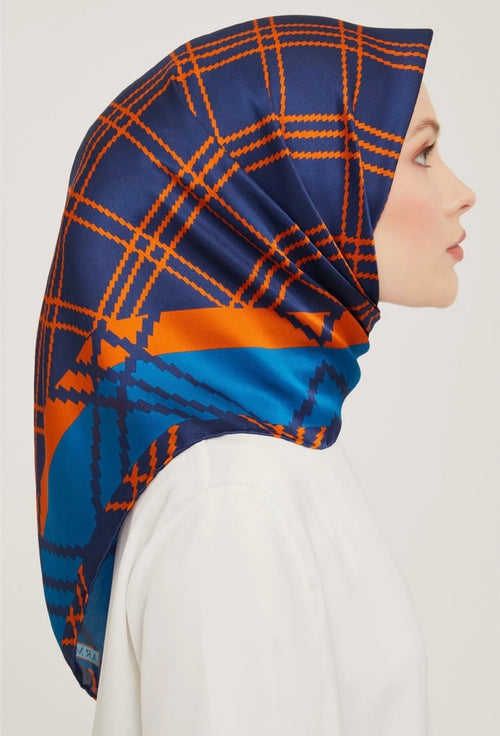 Armine 23 Kış  İpek Eşarp-1 Mavi