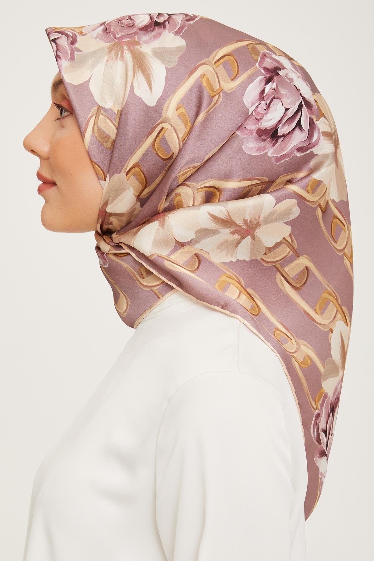 Armine 23 Kış  İpek Eşarp-3 Gül Kurusu