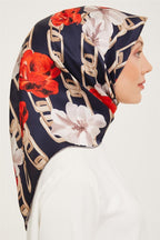 Armine 23 Kış  İpek Eşarp-3 Lacivert