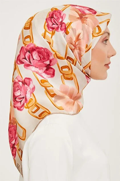 Armine 23 Kış  İpek Eşarp-3 Pembe