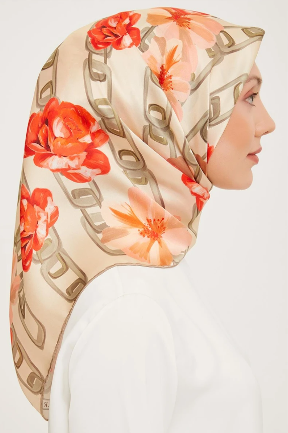 Armine 23 Kış  İpek Eşarp-3 Yeşil