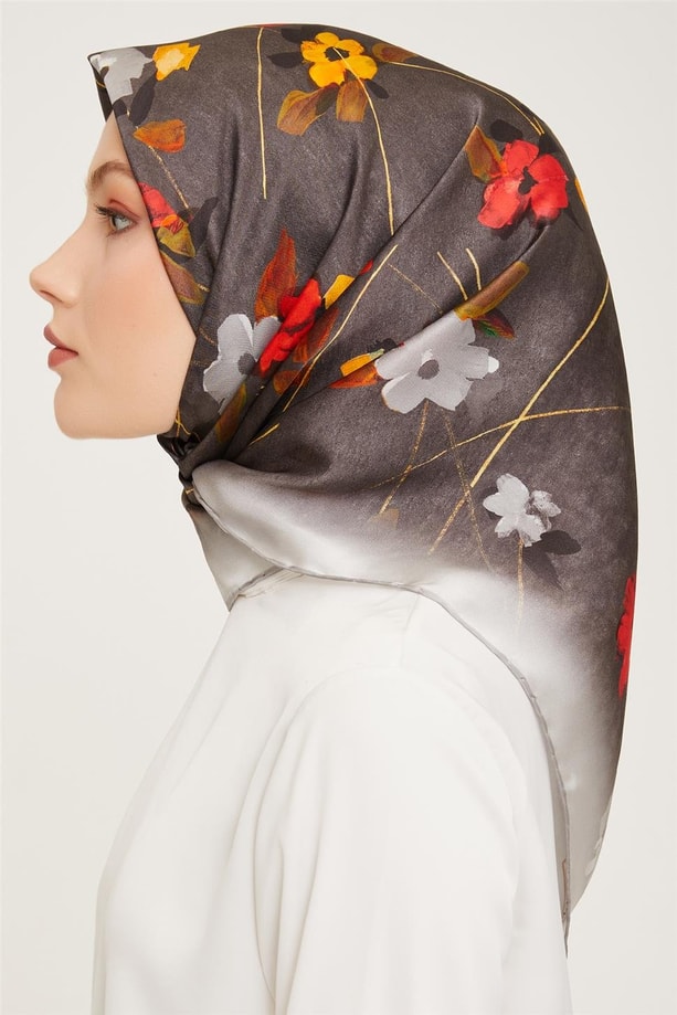 Armine 23 Kış  İpek Eşarp-4 Gri