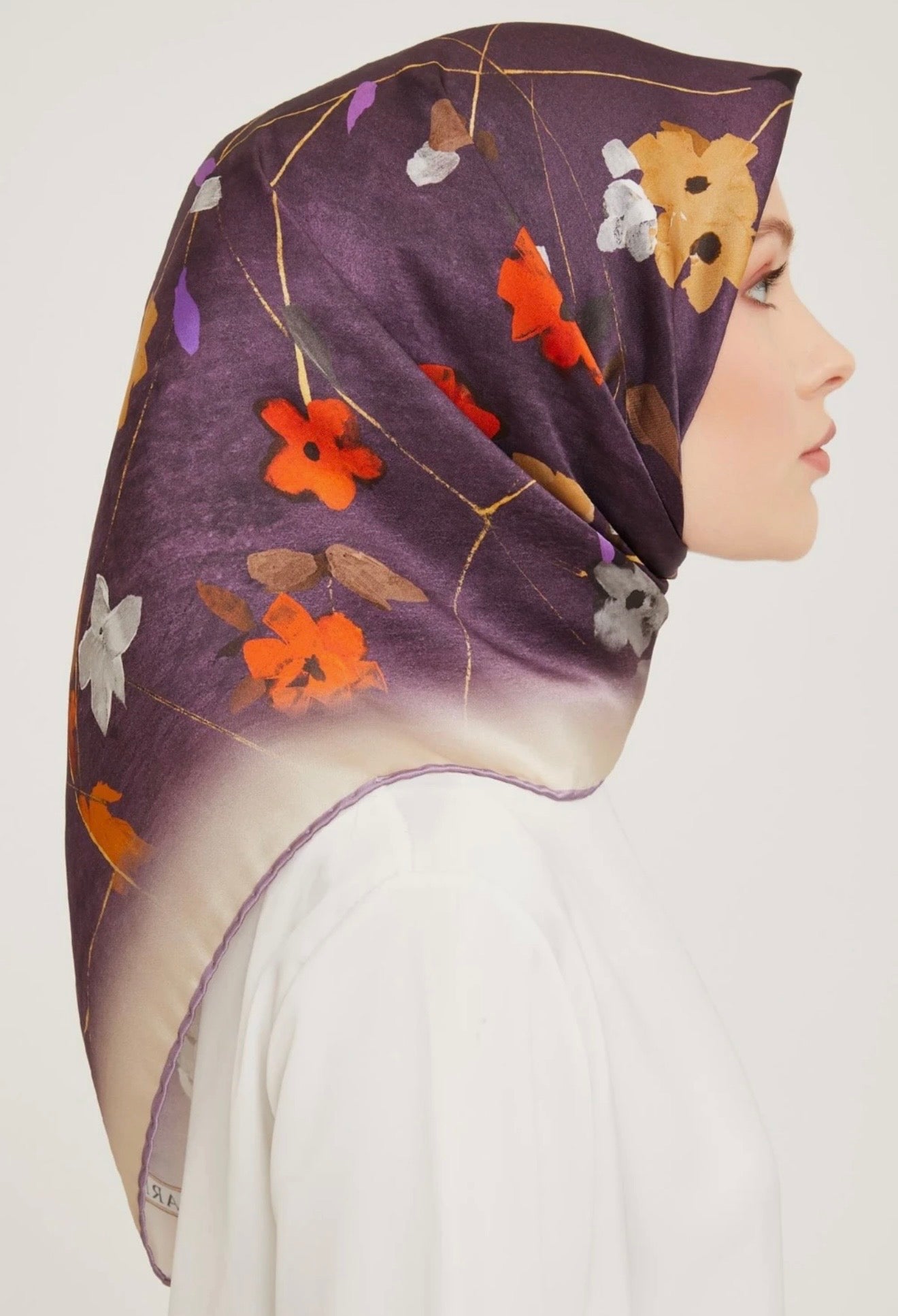 Armine 23 Kış  İpek Eşarp-4 Mor