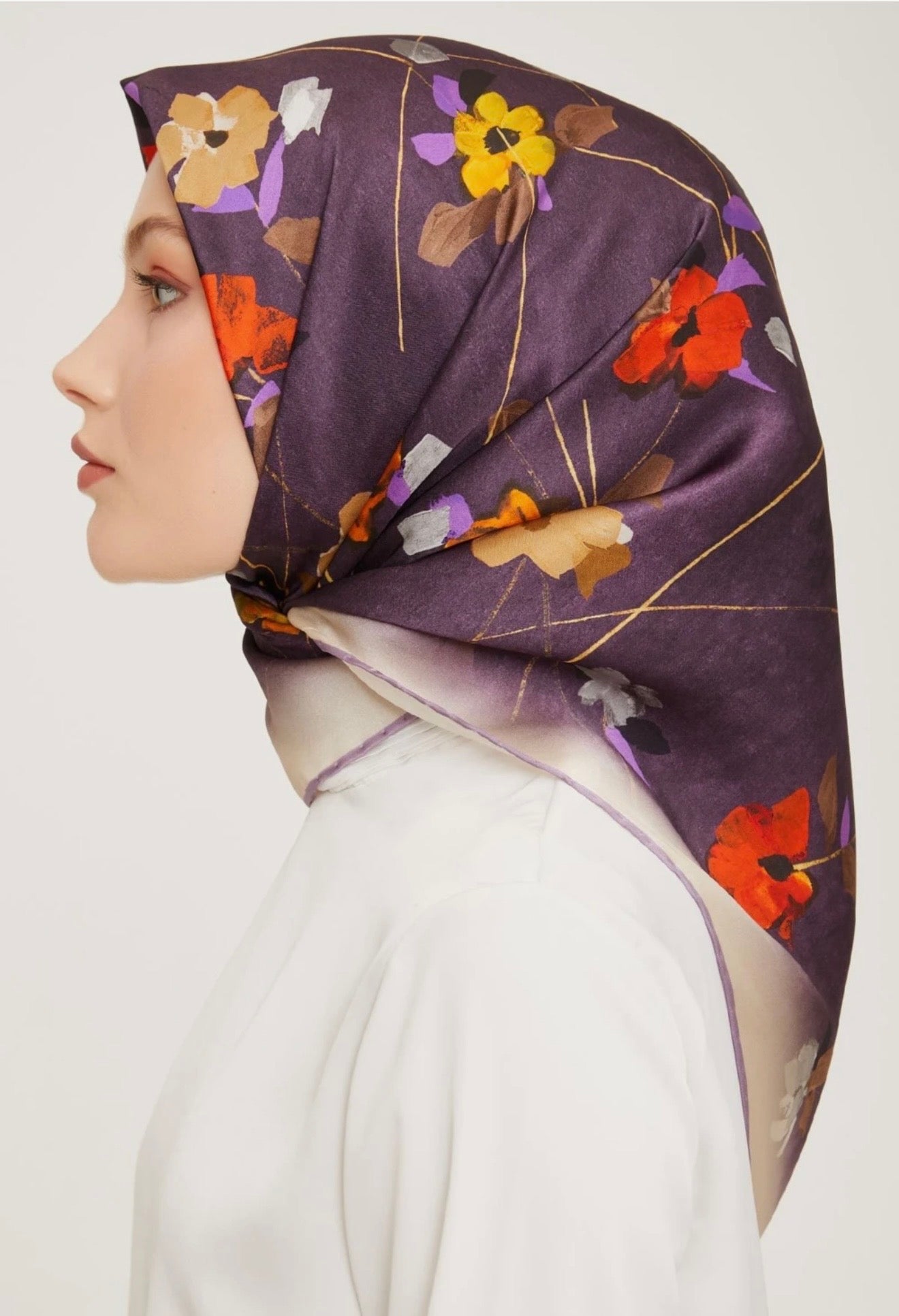 Armine 23 Kış  İpek Eşarp-4 Mor