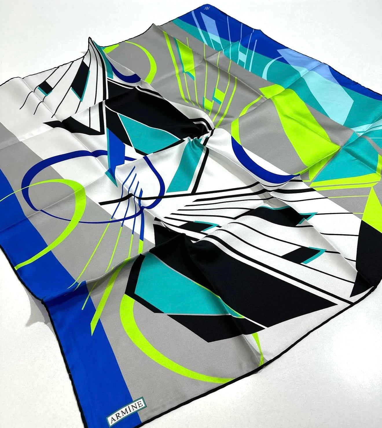 Armine 23 Kış  İpek Eşarp-5 Saks Mavisi