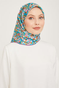 Armine 23 Kış  İpek Eşarp-7 Mavi