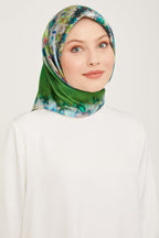 Armine 23 Kış  İpek Eşarp-8 Yeşil