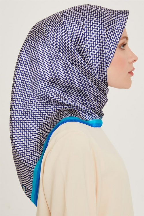 Armine 24 Winter Silk Scarf-1 Sapphire Blue