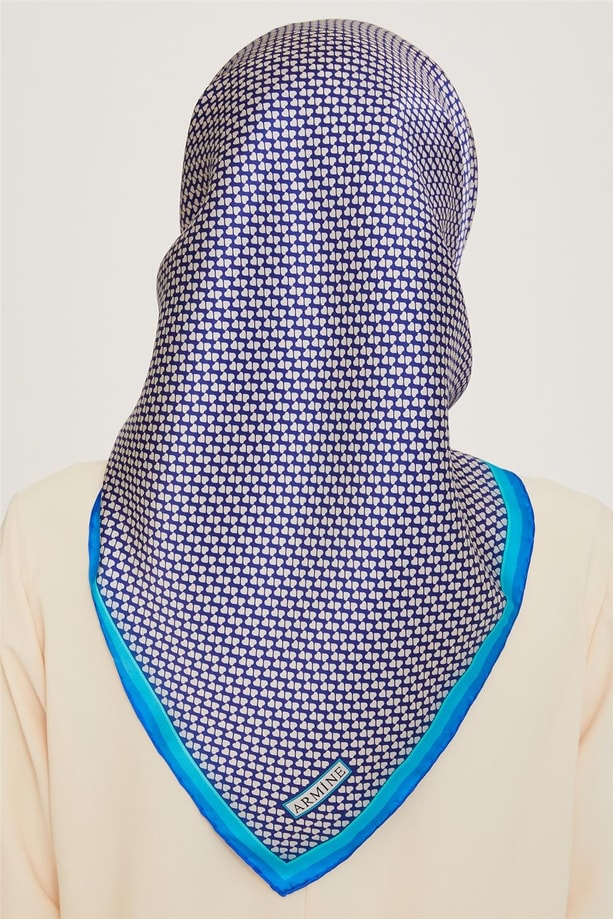 Armine 24 Kış İpek Eşarp-1 Saks Mavisi