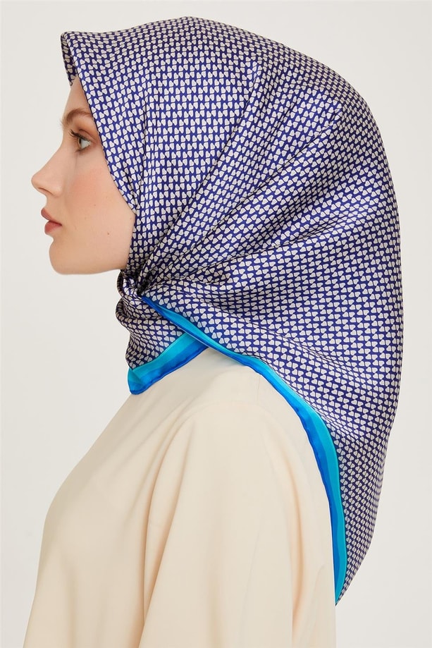 Armine 24 Kış İpek Eşarp-1 Saks Mavisi