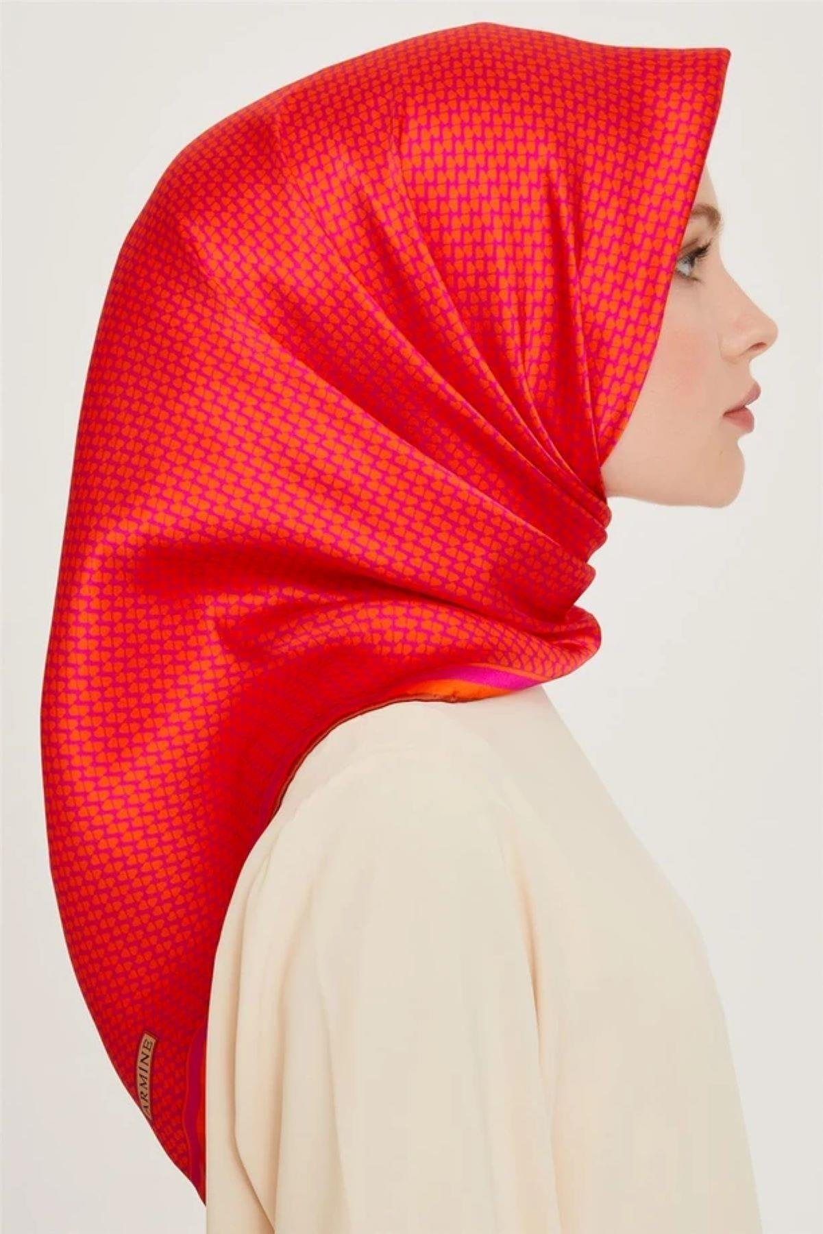 Armine 24 Kış İpek Eşarp-1 Turuncu