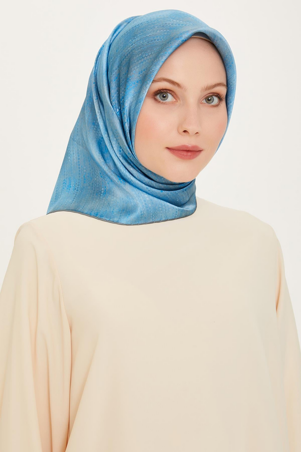 Armine 24 Winter Silk Scarf-10 Baby Blue