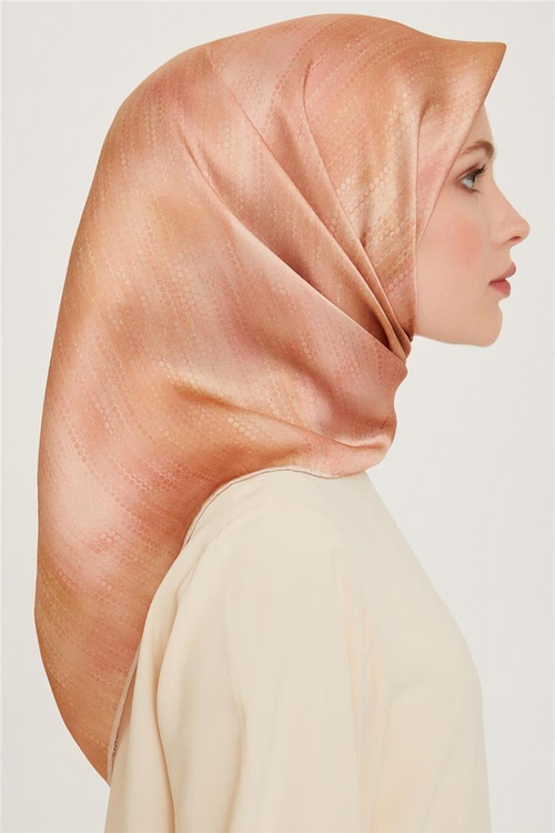 Armine 24 Winter Silk Scarf-10 Peach