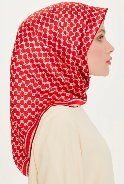 Armine 24 Winter Silk Scarf-11 Red