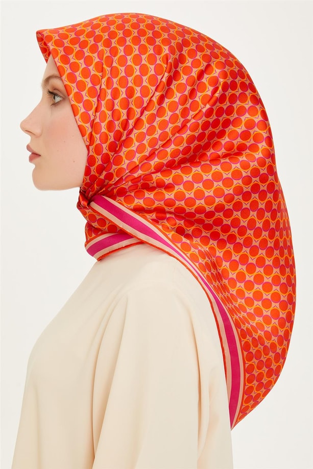 Armine 24 Kış İpek Eşarp-11 Turuncu