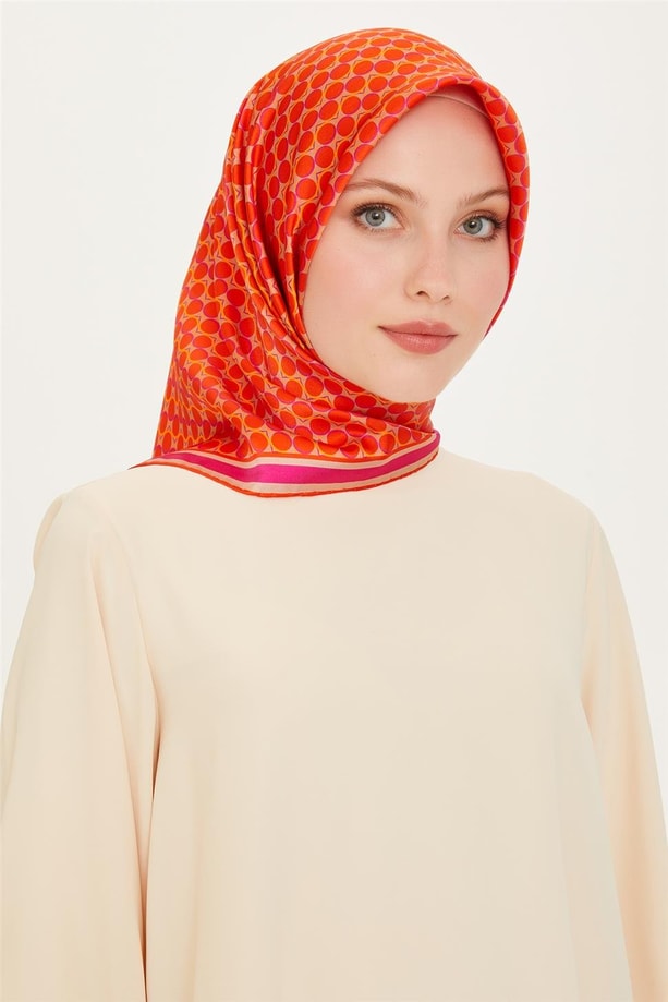 Armine 24 Kış İpek Eşarp-11 Turuncu