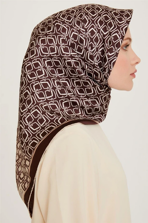 Armine 24 Winter Silk Scarf-12 Dark Brown