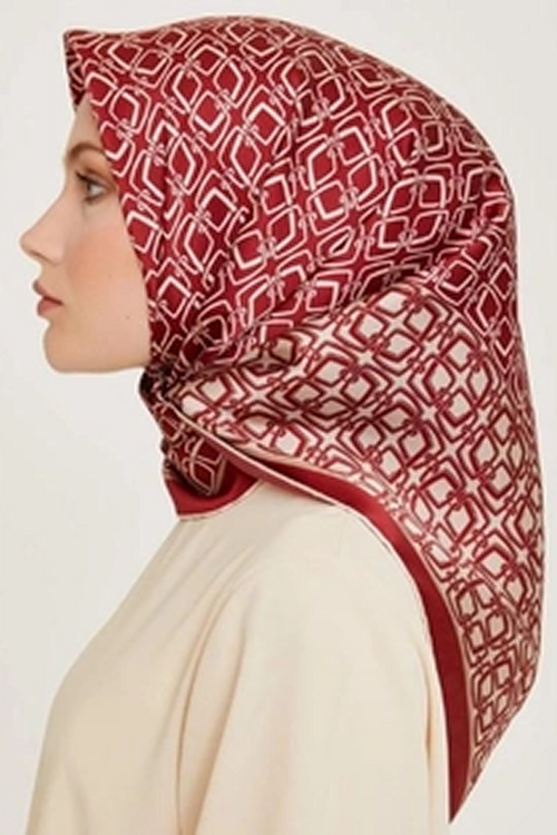Armine 24 Winter Silk Scarf-12 Burgundy