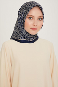 Armine 24 Winter Silk Scarf-12 Navy
