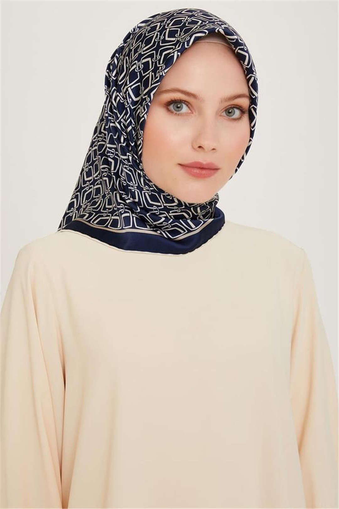 Armine 24 Winter Silk Scarf-12 Navy