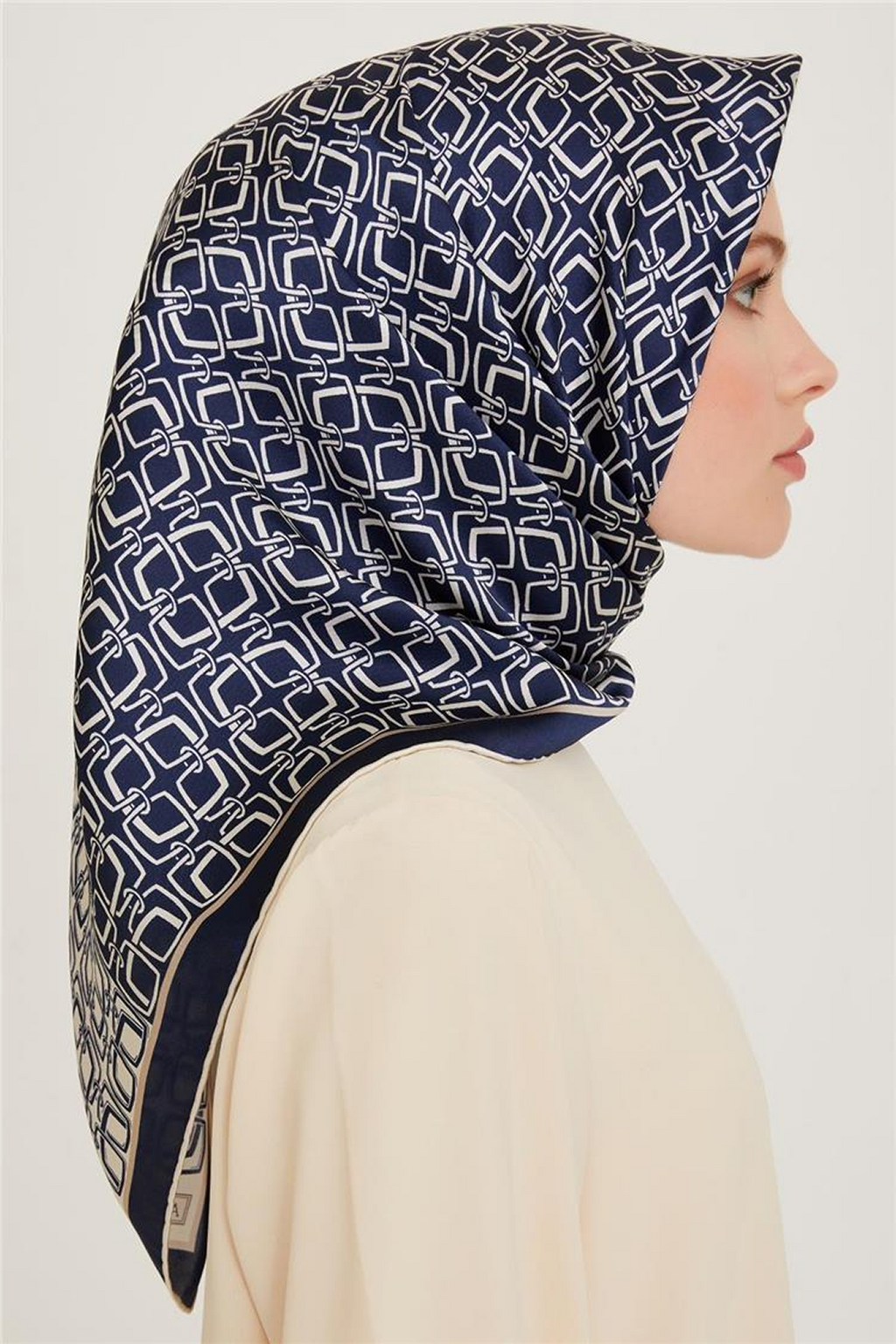 Armine 24 Winter Silk Scarf-12 Navy