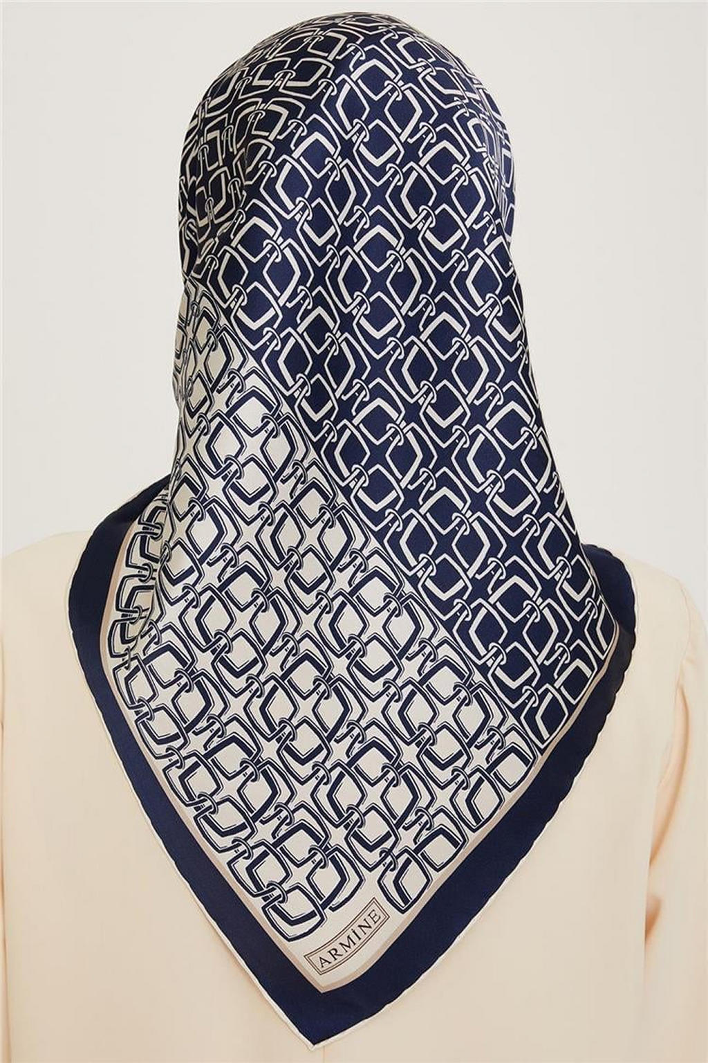 Armine 24 Winter Silk Scarf-12 Navy