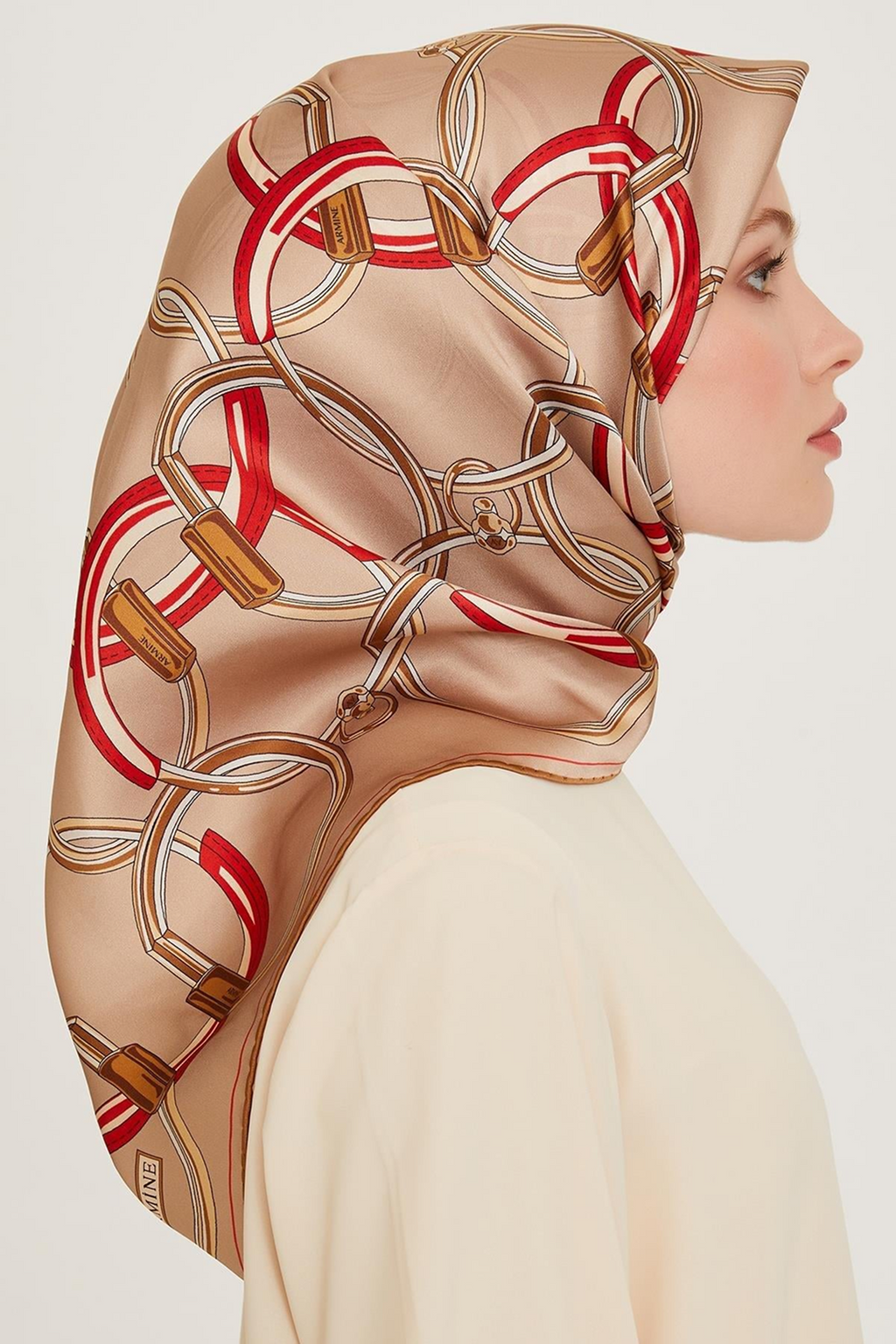 Armine 24 Winter Silk Scarf-13 Camel