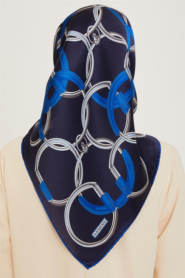 Armine 24 Kış İpek Eşarp-13 Gece Mavisi