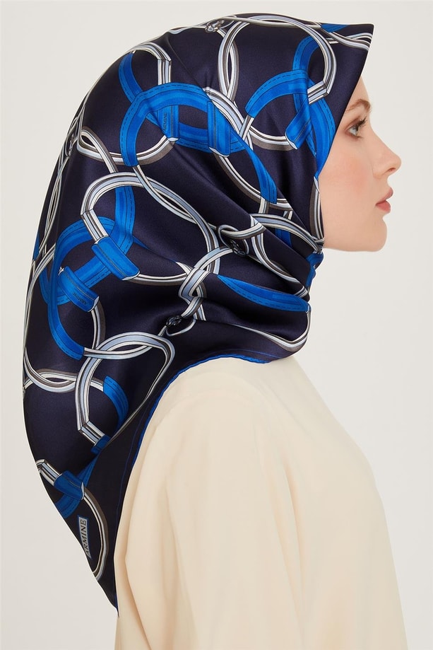 Armine 24 Kış İpek Eşarp-13 Gece Mavisi