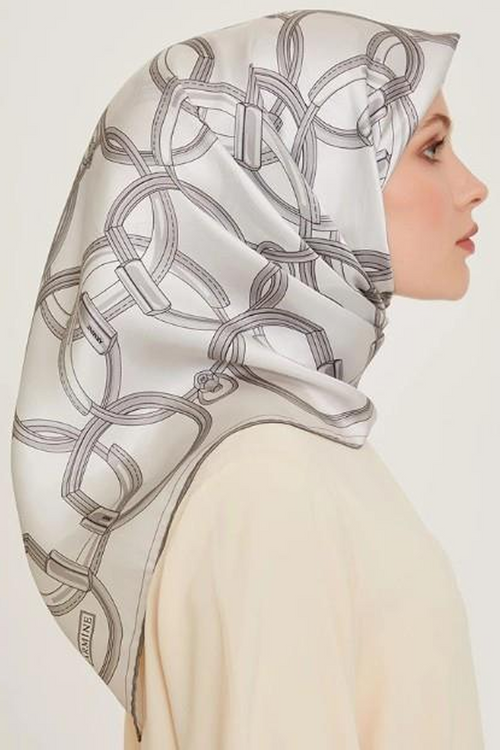 Armine 24 Winter Silk Scarf-13 Silver