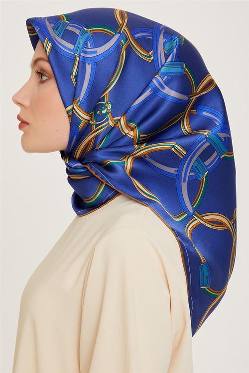 Armine 24 Winter Silk Scarf-13 Indigo