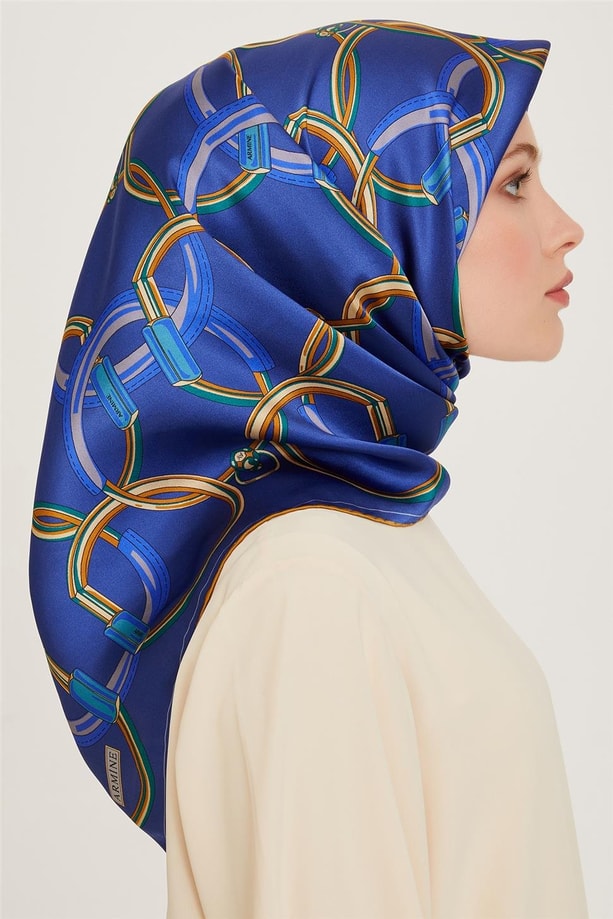 Armine 24 Kış İpek Eşarp-13 İndigo