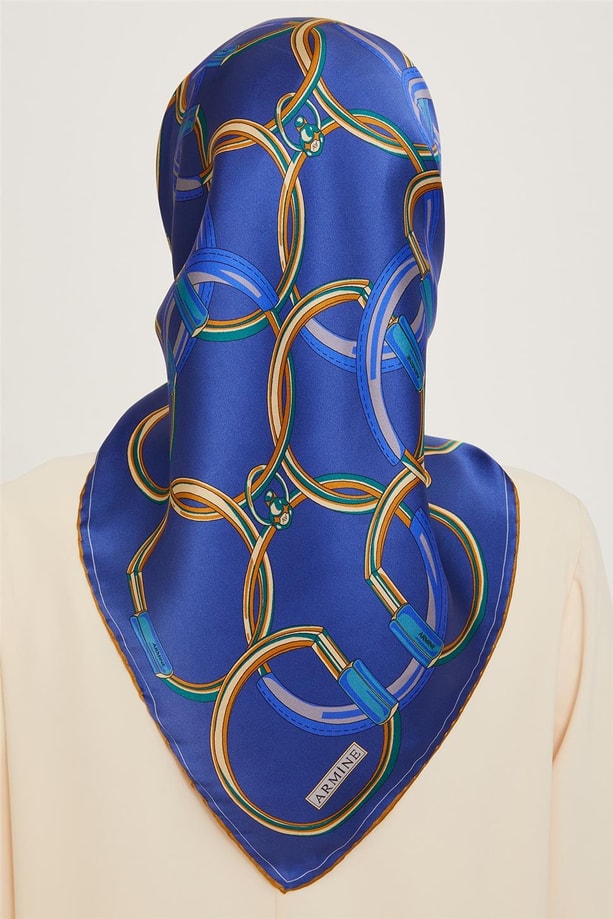 Armine 24 Kış İpek Eşarp-13 İndigo