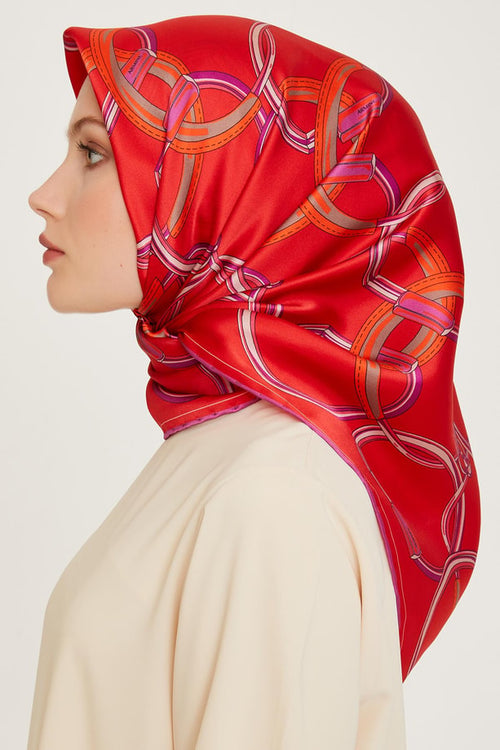 Armine 24 Winter Silk Scarf-13 Red