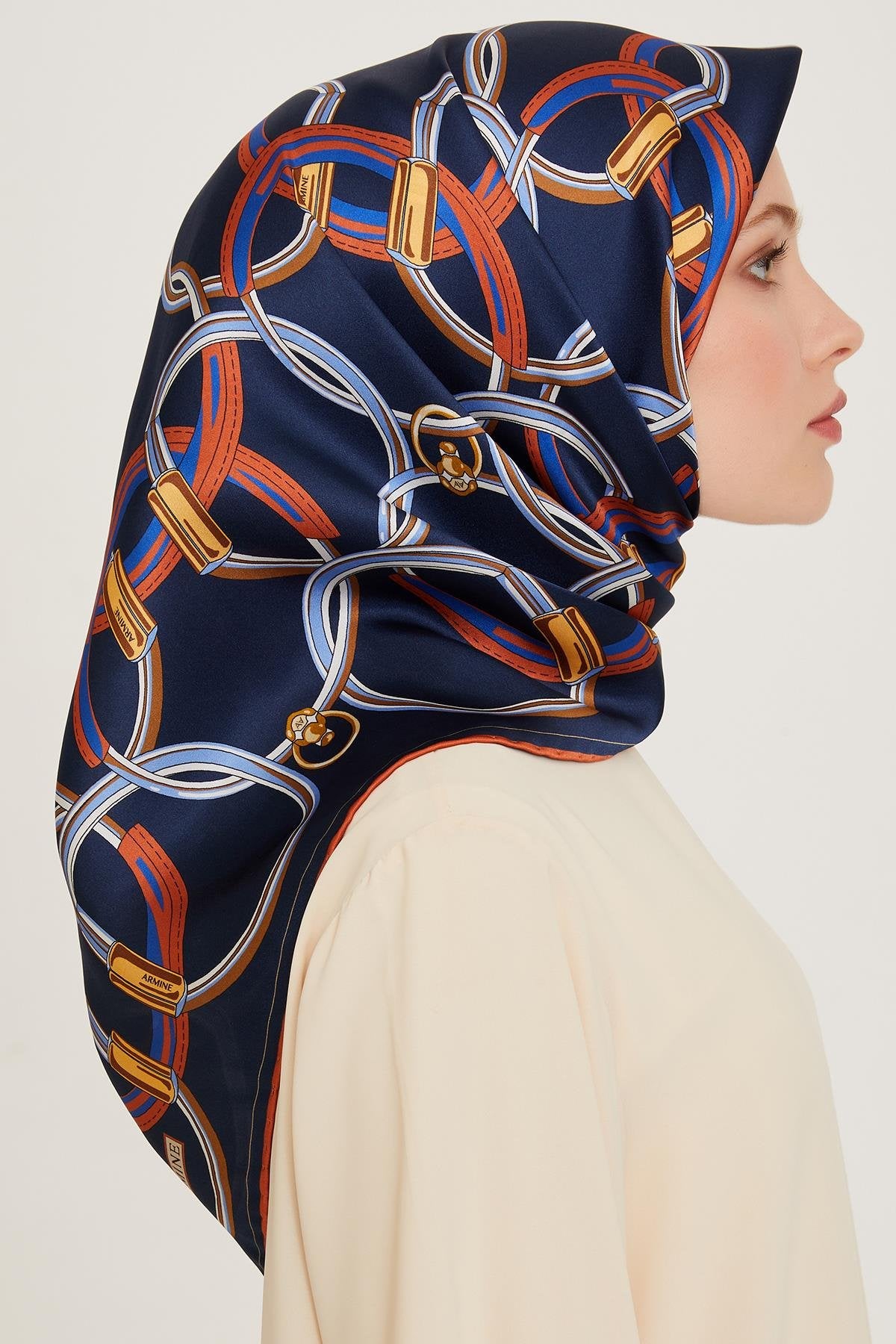 Armine 24 Kış İpek Eşarp-13 Lacivert