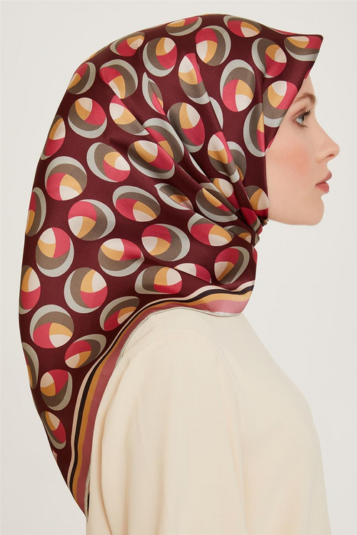 Armine 24 Winter Silk Scarf-14 Burgundy
