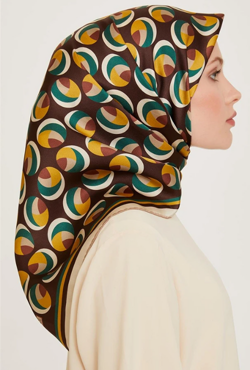Armine 24 Winter Silk Scarf-14 Brown