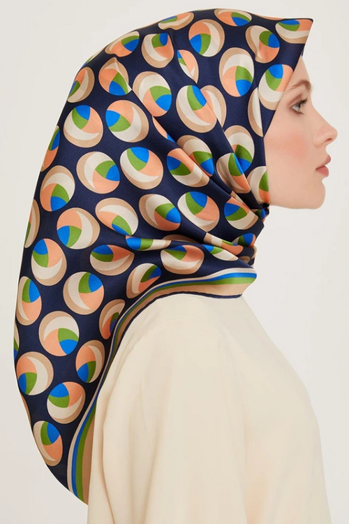 Armine 24 Winter Silk Scarf-14 Navy