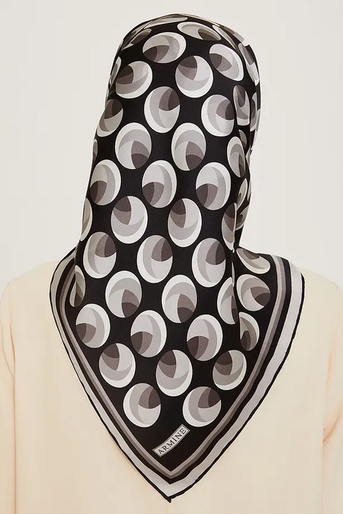 Armine 24 Winter Silk Scarf-14 Black