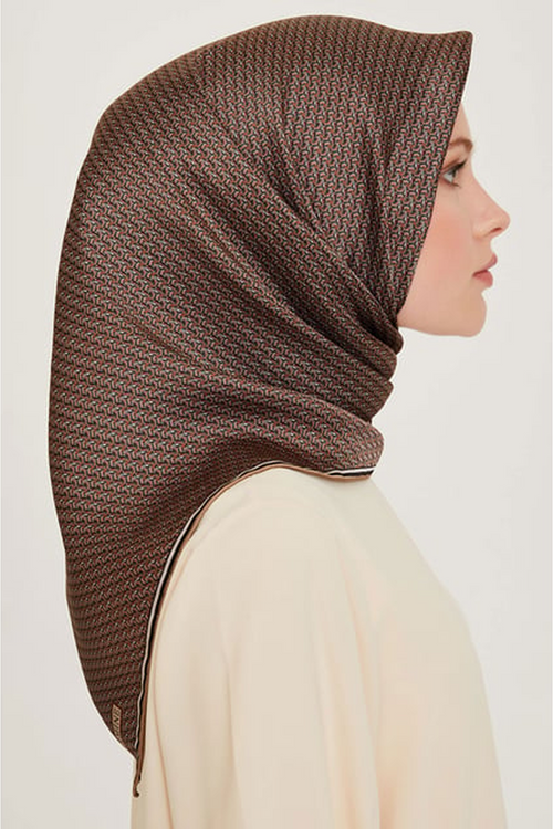 Armine 24 Winter Silk Scarf-15 Brown