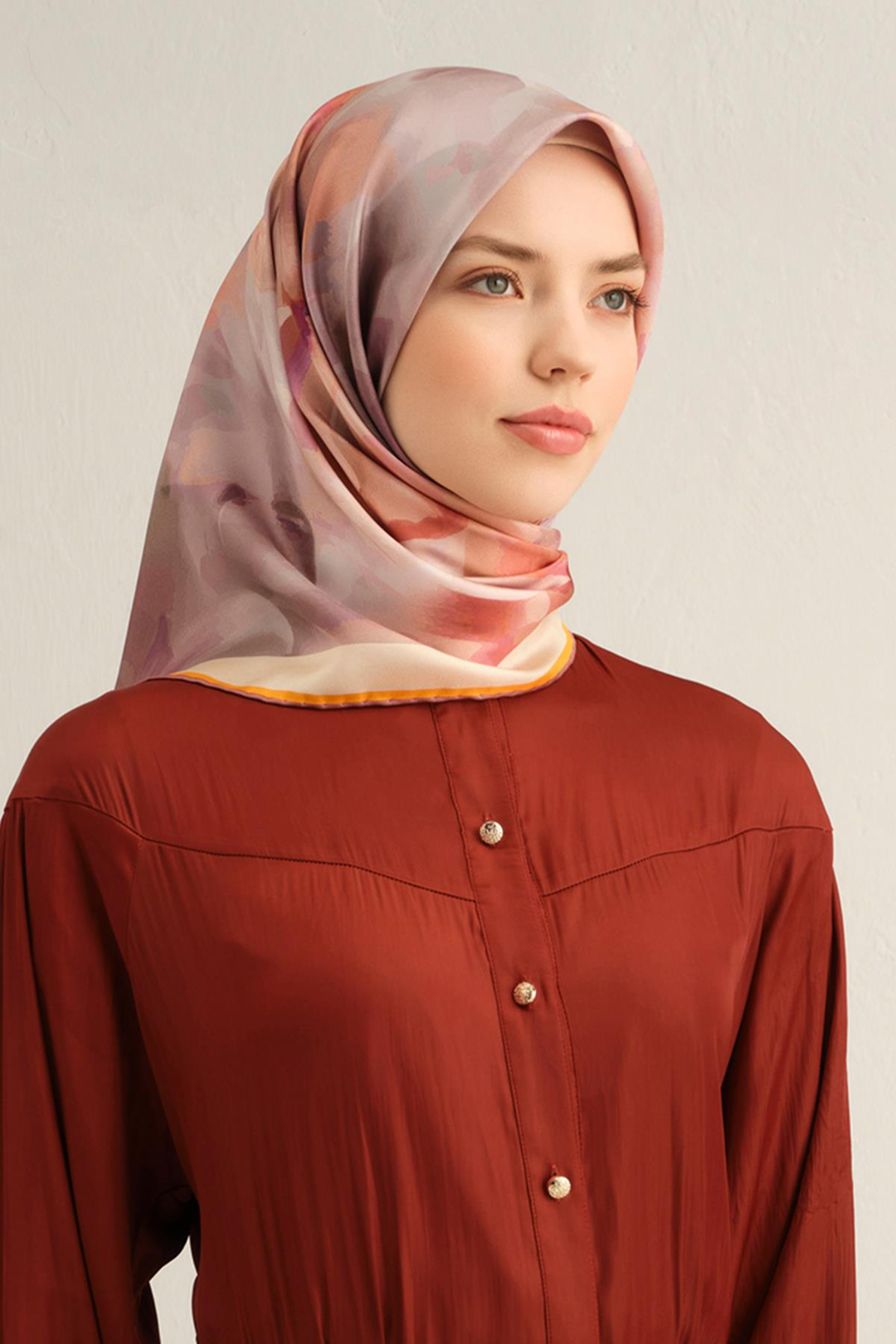 Armine 24 Kış İpek Eşarp-15 Turuncu